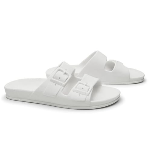 Kit 2 Chinelos Papete Feminina Sandalia Rasteira Birken Confortavel Branca/Preta (37/38)