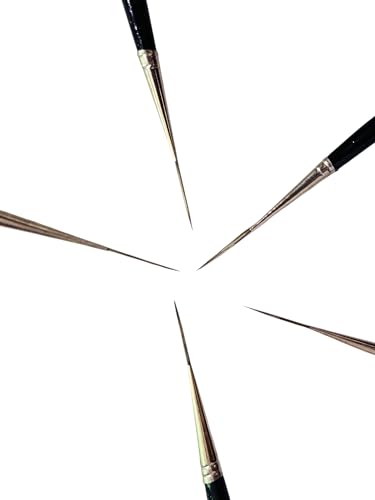 Image of Ultra Fine 0000 Liner Detail Brush Set | Nylon Miniature Paint Brushes For Nail Art, Model Painting, Acrylic Artwork, Fine Line & Precision Detailing Craft | Set of 5 Professional Brushes