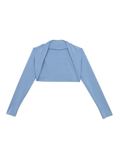 Kids Girls Ballet Dance Bolero Shrug Long Sleeve Crop Cardigan Sweater Open Front Wrap Top Dress Cove Up3