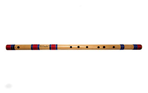Image of Kanha Flutes D Scale Natural Base Assam Bamboo Flute Musical Instrument Size 33 Inch Bansuri Right Handed with Flute Cover