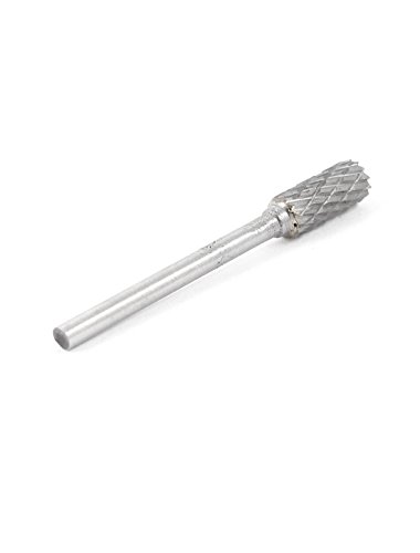 Aexit Silver Tone Body Repair Tools Metal Shank Round Flat Tip Shaped Diamond Cylindrical Grinding Point 2.35mm x 1mm Grinders & Polishers 4 Pcs