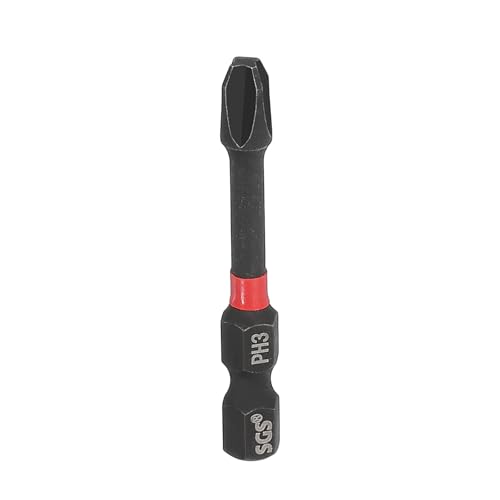 Image of sourcing map #3 Phillips Impact Screwdriver Bit PH3 1/4" Hex Shank 2" (50mm) Long Magnetic Cross Head Drill Bits S2 Steel Industrial Screw Driver for Impact Power Drivers, Black/Red