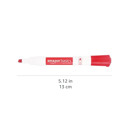 Image of Amazon Basics Dry Erase Whiteboard Markers, Chisel Tip, Low-Odor, Red, 12-Pack, For Writing on Whiteboards