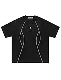 Aelfric Eden Oversized Mens T-Shirt Reflective Strip Suede Tee with Brand Embroidery Detailing Black