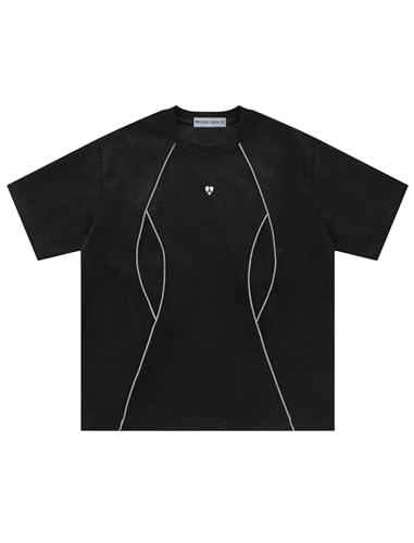 Aelfric Eden Oversized Mens T-Shirt Reflective Strip Suede Tee with Brand Embroidery Detailing