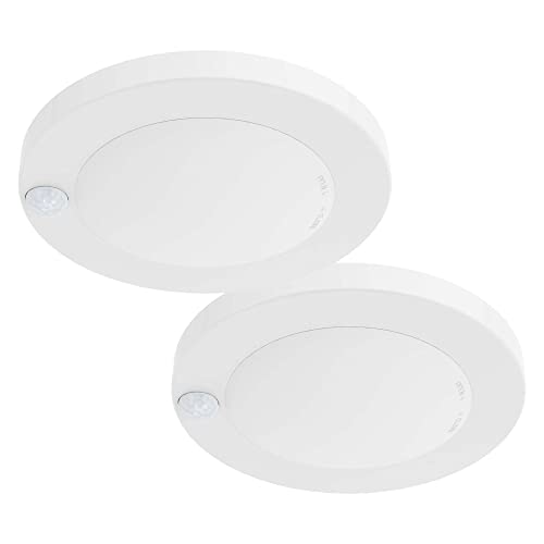 ZAGO LED 6' 120 Volts Closet Light Wired, PIR Motion Sensor Ceiling Disc Light, 15W, 1100 Lumens, CRI80, 5000K Daylight White for Closet, Laundry, Garage, Pantry, Wet Location, ETL, White, 2 Packs