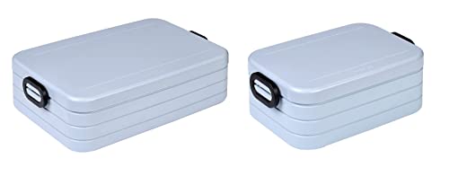 Mepal Take a Break Duo Pack Lunchbox to go Lunchbox für 2 bis 4 Sandwiches oder 4 bis 8 Brotscheiben ideal für Meal Prep Food Box mit Trennwänden Old Nordic Blue