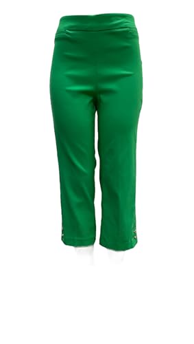 Counterparts Womens Pull on Stretch Faux welt Pockets Crop with Knot Gold Buttons on Hem