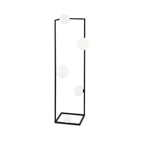 Lámpara de pie de 5 luces Ideal Lux ANGOLO negra con interruptor empotrado para salón