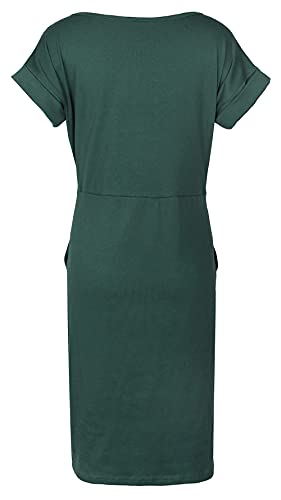 Image of PALINDA Women's Striped Elegant Short Sleeve Wear to Work Casual Pencil Dress with Belt