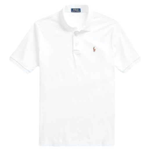 Polo Ralph Lauren Camisa polo masculina de malha slim fit personalizada, Ralph Lauren, branco, M