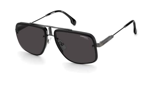 Carrera GLORY II 59MM 0003/2K Matte Black / Grey Rectangle Sunglasses for Men for Women + BUNDLE With Designer iWear Complimentary Eyewear Kit (CAGLORY II)