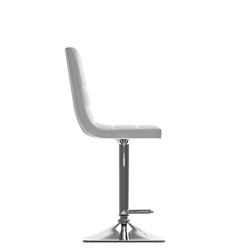 Corliving Adjustable Barstool In White Bonded Leather, Set Of 2 #TOP7