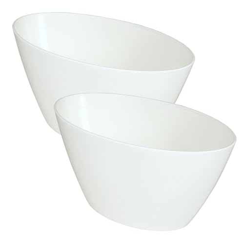 MePla - 2 Stück Orchideen-Schiffchen - wetterfestes Pflanzgefäß - UV-beständiger Blumenkübel - Pflanzschale - Schale - L 25 cm - Weiss