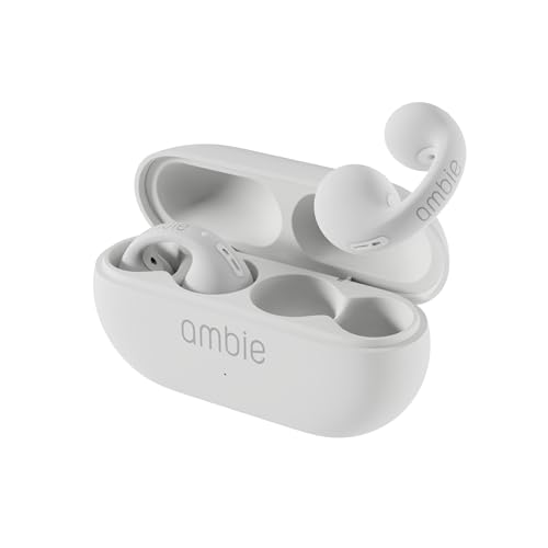 ambie sound earcuffs AM-TW02 (White × White)アンビー第2世代 耳をふさがないながら聴きイヤホン オープンイヤー 完全ワイヤレス Blutooth対応 マイク付き オンライン会議 ランニング インカムアプリ対応