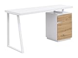 Vente unique   Bureau 1 tiroir et 1 Porte   MDF et Acier   Coloris : Naturel et Blanc   GOTAMA   avec Rangement