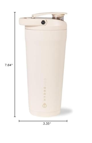 HydroJug 24 oz New Stainless Steel Shaker &ndash; Insulated, Leakproof, BPA-Free with Silent Mixing Grate &ndash; No Clumps, No Noise &ndash; Premium Shaker for Fitness, Sports & Everyday Use, Cream