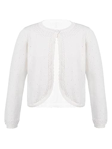 Kids Girls Long Sleeve Lace Kint Shrug Bolero Cardigan Shrug Beaded Short Cardigan Dress Cover Up