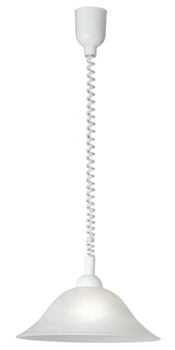 EGLO lámpara colgante Albany, con cable en espiral, regulable en altura, lámpara colgante de salón de cristal alabastro, plástico, blanco, lámpara de mesa de comedor E27