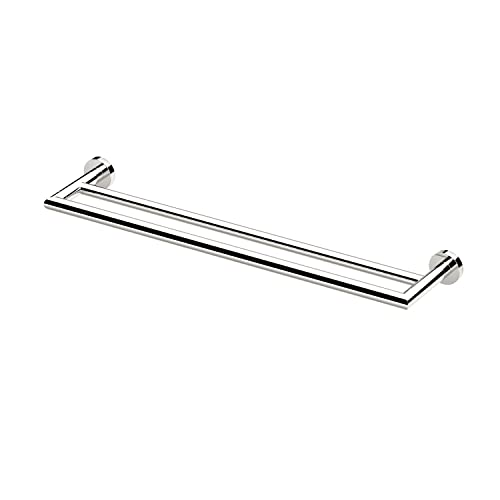 Image of Gatco 4314 Glam Double Towel Bar, 24 Inch, Polished Nickel | Wall Mount Double Towel Holder for Bathroom | Bath Towel Rack with 2 Towel Bar Rods
