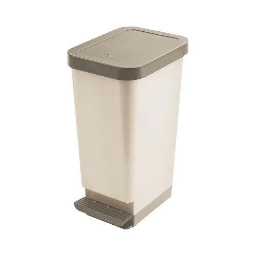 Generico Papelera con pedal con ganchos para bolsa (45 litros) topo