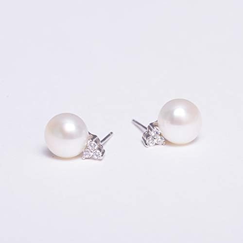 VIKI LYNN Pearl Earrings for Women 925 Sterling Silver 8-9mm Freshwater Pearl Stud with Cubic Zirconia Women's Jewelry Earrings Mother's Day Wedding Valentines Day Gifts for Women, Brides, Mom, Her - Image 5