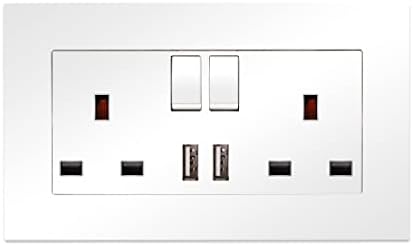 5 Pack CNBINGO Double Switched Power Socket with Dual USB Charging Ports (Type A and C), Black 13 Amp Electric Wall Socket