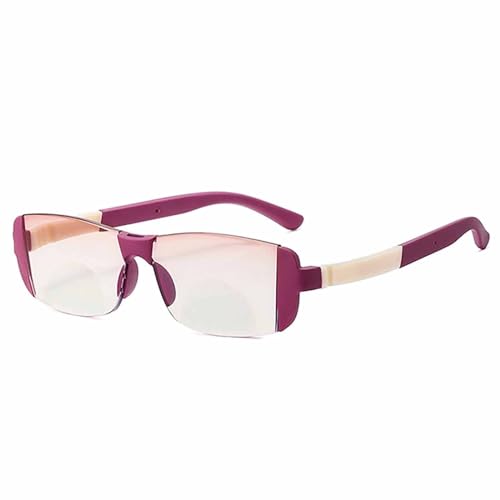 SWIDEN Gafas de lectura bifocales para hombres y mujeres,Gafas de lectura ultraligeras sin marco,Lectores de computadora con bloqueo de luz azul (Color : Carmine, Tamaño : 4.0X)