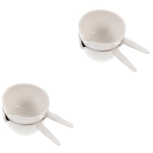 KICHOUSE 4 Pcs Evaporating Dish Basin Large Evaporation Dish Bowl with Spout Vaporizador Lab Evaporation Dishes Mixing Bowl Dish Cup Cooler Laboratory Evaporating Supplies Ceramics White