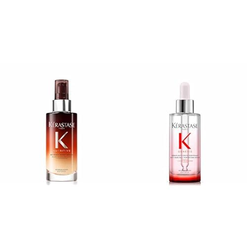 Kérastase Nutritive, Rutina Reparadora con Sérum de Noche 8H Magic Night y Sérum Anti-Caída Anti-Chute Fortifiant Genesis, Revitaliza, Nutre y Repara, 90 ml + 90 ml