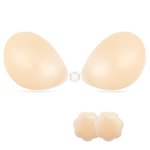 Image of NONIO Adhesive Bra Strapless Sticky Invisible Push up Reusable Silicone The Best Off Backless Viscous for Women