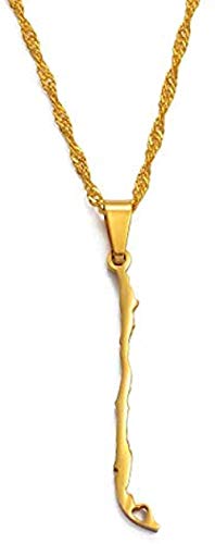 YZXYZH Collier Colliers Chili Carte Pendentif Colliers Couleur Or Charme République du Chil Chilien Bijoux Cadeaux