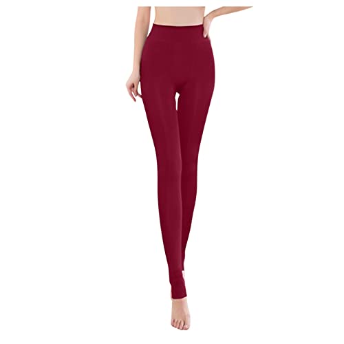 Generisch Leggings térmicos para mujer, forro polar, térmicos, para invierno, mullidos, cálidos, para yoga, elásticos, largos, cómodos, informales, suaves, Vino, M