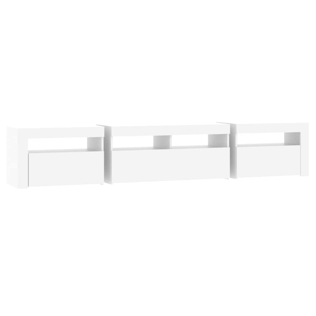 Mueble de TV con luces LED, color blanco, mueble de TV, aparador, 210 x 35 x 40 cm
