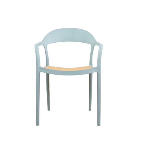 Image of Rattan Style Outdoor Chair | Set of 6 Sky Blue Plastic Arm Chair for Garden, Balcony, Patio & Cafe | Lightweight Weather Resistant Seating | 3 Year Manufacturing Warranty