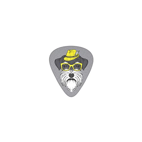 メガネをかけているシュナウザー グレー デザインギターピック guitar pick ティアドロップ型 エレキギター/アコースティックギター/クラシックギター/ベース等の練習に最適な12枚セット