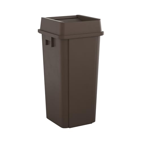 Image of Square Commercial Trash Can (Trash Can with Lid, Brown, 23 Gallon)