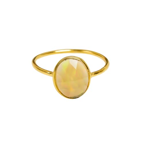 Bague en argent 925 faite à la main avec opale éthiopienne taillée en rose unique