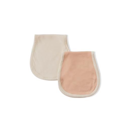 MON CHOU Organic Cotton Burp Cloths for Baby - 100% Pima Cotton Burp Rags - Absorbent, Reversible, Ultra Soft - Premium Burping Cloths for Babies (Ivory with Bloom Back (2 Pack), 20” x 9.5”)