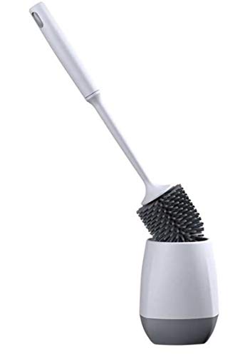 HYUREWF Silicone Toilet Brush, Toilet Brush Holder Set Wall Mounted Silicone Soft Bristle Gray and Black