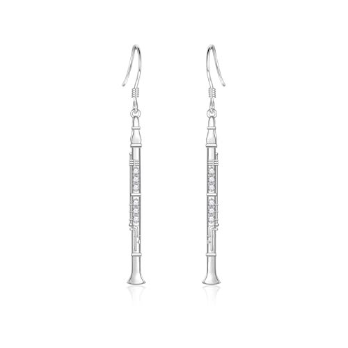 Sterling Silver Music Earrings - Violin/Clarinet/Trumpet/French Horn/Treble Clef/Saxophone/Harp Dangle Earrings Musical Instrument Jewelry Gifts for Musician Teacher Women Men