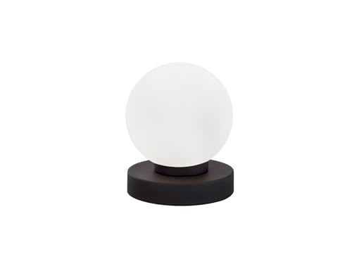 Reality Leuchten Lampe de table boule abat-jour en verre blanc Ø 12 cm – Base de couleur rouille – Intensité variable par touche