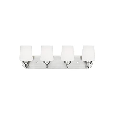 Sea Gull Lighting 4402804-962 Windom - 4 Light Bath Vanity, Finish Color: Brushed Nickel, Lamping Type: Incandescent Cover