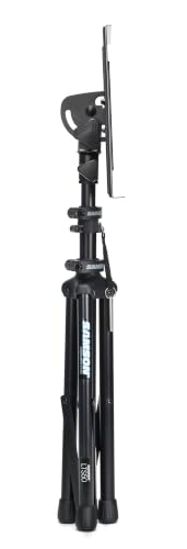 Image of SAMSON LTS50 Adjustable Laptop Stand - Portable Tripod Stand for Laptop Computers, DJs, Musicians, Producers & Content Creators | Adjustable 30-47 in, 15 X 11 Silicone Tray with Tilt, Steel Tripod, Foldable Removable Top, Locking Latches