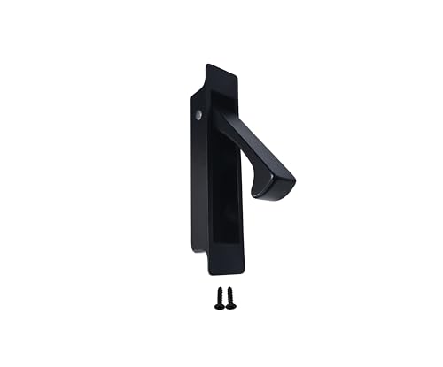 Image of QCAA Forged Solid Brass Aged Pull, Sliding Pocket Door Pull Handle Edge Pull, Matte Black, 1 Pack, Made in Taiwan