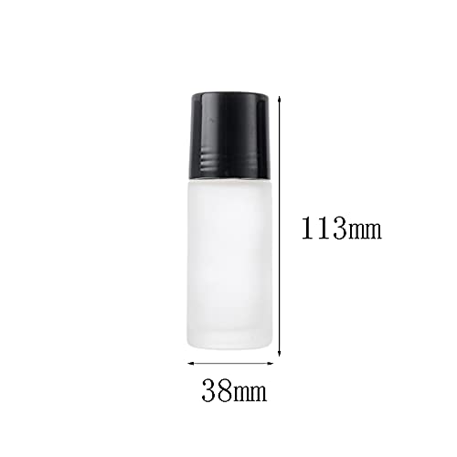 Frascos de rolo de vidro fosco de 50 ml, 2 frascos desodorantes roll-on, vazios, recarregáveis, para