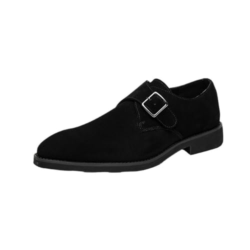 British Style Suede Leather Monk Shoes Metal Hasp Slip On Pointed Toe Moccasins Fashion Wear Resistant Loafers