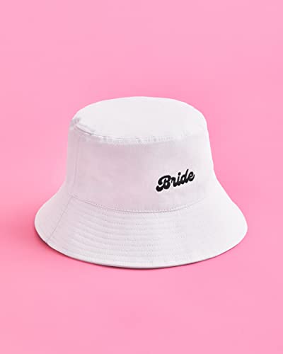 xo, Fetti White Bride Bucket Hat | Bachelorette Party Decorations, Bridal Shower Gift, Bach Favors, Engagement Party Accessory, Camp Bride to Be
