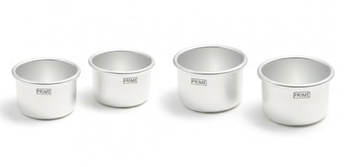 Image of Prime Bakers and Moulders Round Aluminium Cake Baking Mould for Oven 3 Inch Depth (Silver) (3 4 Inch - 2 Sets)