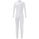 Freebily Bodies Jumpsuit para Danza Ballet Fitness Leotardo Monos Elásticas Deporte Gimnasia Ritmica Traje Una Pieza de Manga Larga Verano Niñas Niños 5-12 Años S Blanco 9-10 años